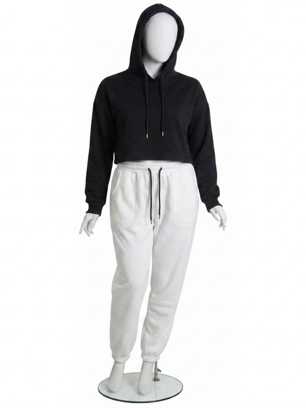 U2B Black Cropped Drawstring Hoodie Sweatshirt – Size Small (S)
